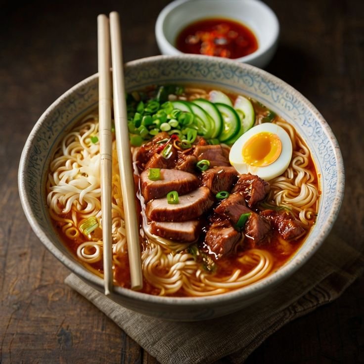 Fresh noodles being lifted