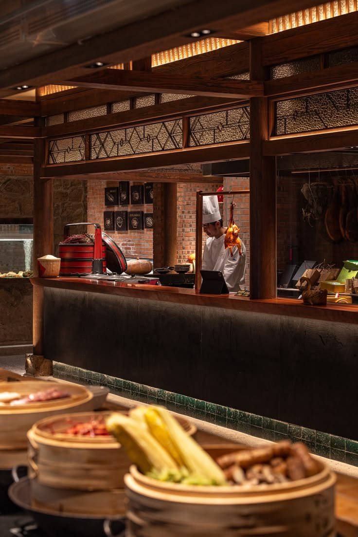 Warm Japanese-style restaurant interior