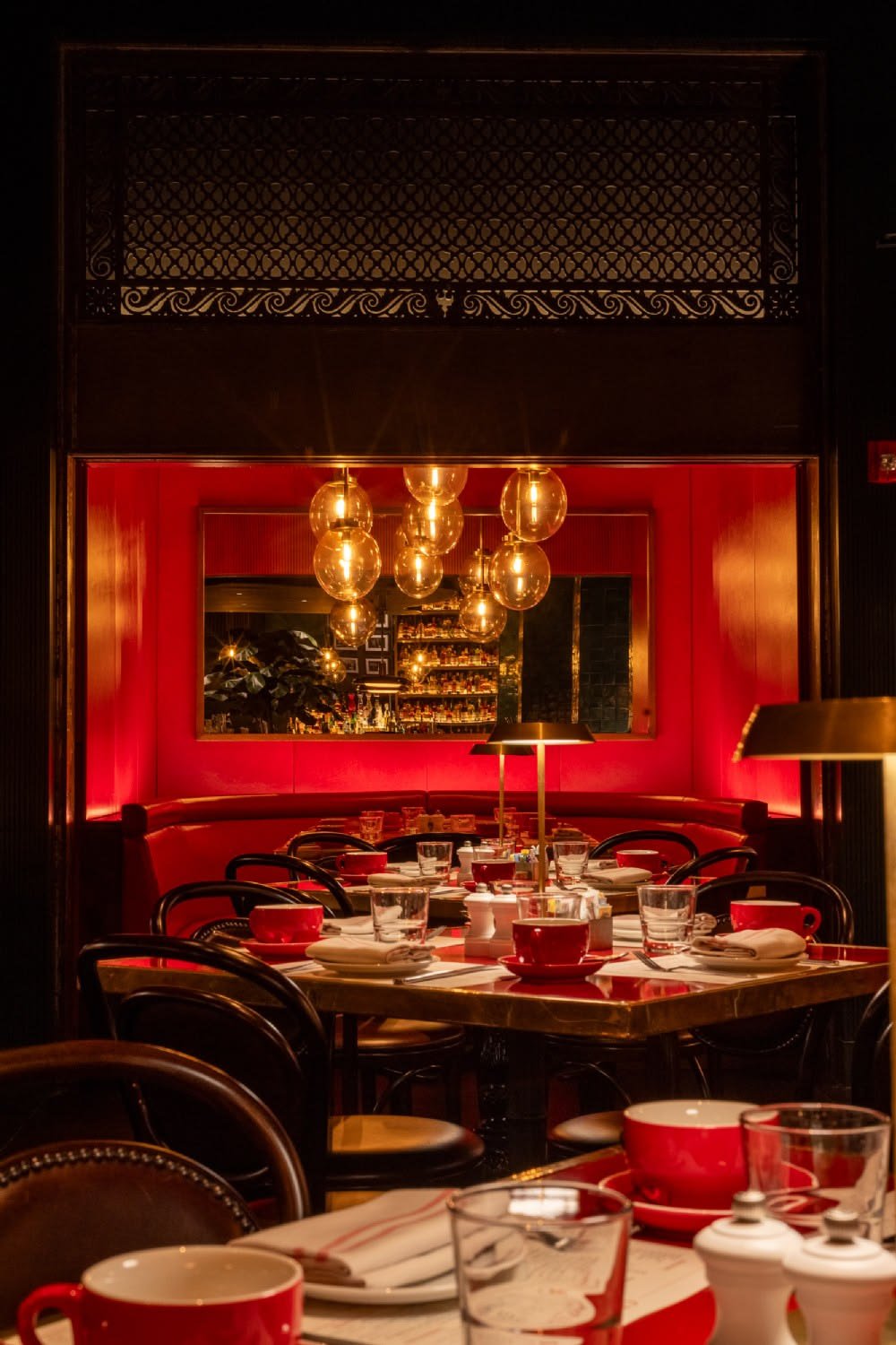 Cosy dining room with paper lanterns